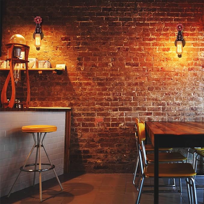 XEYOU Retro Wall lamp Vintage Industrial Steampunk Wall Sconce with Switch Metal Water Pipe Wall Mounted Light Fixture E26 Edison Bulb for Cafe Bar Restaurant Bedroom Livingroom