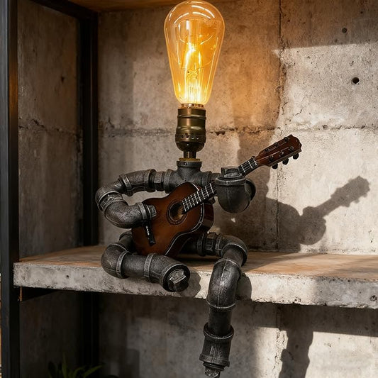 Music Guitar Table Lamp,Guitar Stuff,Cool Gifts for Music Lovers,Players for Men Gift,Steampunk lamp,Metallica (Coffee)