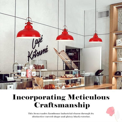 Red Dome Pendant Light, Red Pendant Light Kitchen Island 3 Pack, 11.41 Inch Farmhouse Pendant Lights, Hanging Light Fixture for Kitchen Island, Dining Room, Living Room