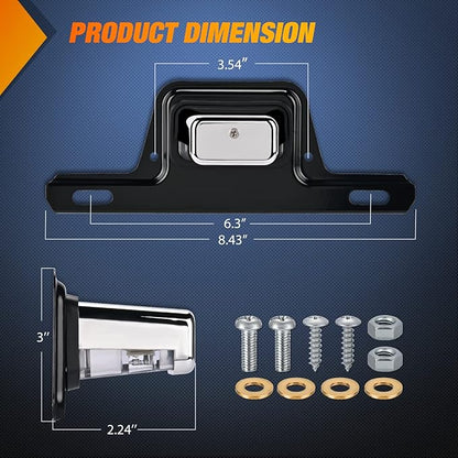 Nilight LED License Plate Light w/Bracket Mount Waterproof Courtesy Step Tag Dome Cargo Lights Chrome Housing 12V for Truck Trailer RV UTV ATV Camper Boat
