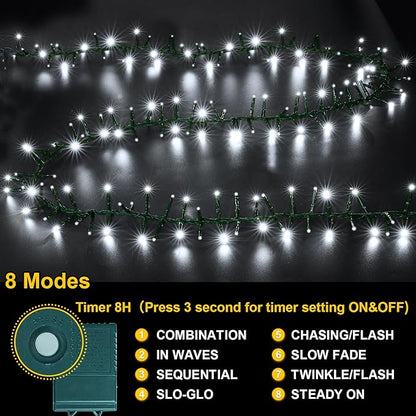 LAMPHOME 500 LED White Christmas String Lights, Plug in Twinkle Fairy Lights with 8 Modes & Timer, Waterproof Connectable Lights for Indoor Outdoor Home Party Wedding Bedroom Tree Decoration