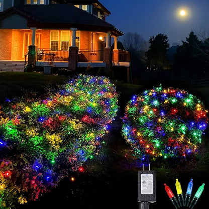 Neoclassy 120Led Christmas Net Lights Outdoor 5ft x 6ft Connectable, 8 Modes Waterproof Black Wire 29V Plug in Mesh Net Christmas Lights for Garden, Yard, Bushes, Trunk, Xmas Tree Decor (Multicolor)