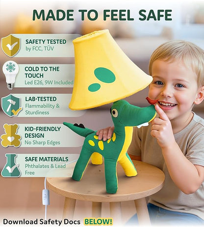 Dinosaur Kids Lamp for Boys Bedroom - 20", Boys lamp for Kids Room - Cute Christmas Gifts, Birthday Gifts for All Ages: Toddler Girls, Children, Grandkids 3 4 5 and Up Years Old, Sister, Brother