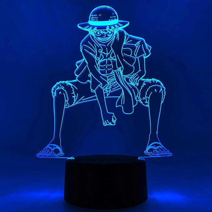 Otaku Lamps Luffy One Piece – Anime Lamp Figure Night Light, 16 Color RGB LED – 3D Anime Room Décor Gift for Otaku