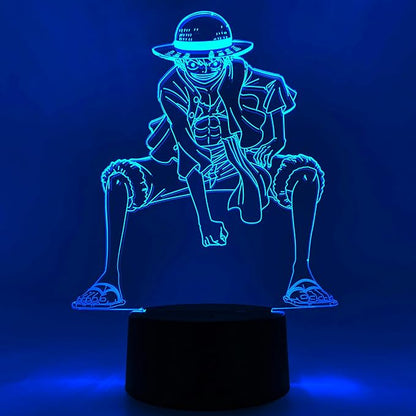 Otaku Lamps Luffy One Piece – Anime Lamp Figure Night Light, 16 Color RGB LED – 3D Anime Room Décor Gift for Otaku