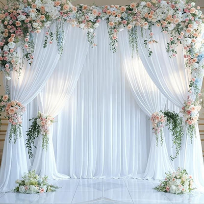 4 Panels White Backdrop Curtains for Wedding Party Wrinkle Free Backdrops Curtain Drapes Fabric Decorations Photo Back Drop Cloth for Baby Shower Photography Stage Reception 20ft(W) x 12ft(H)