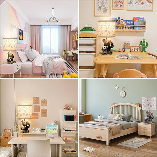 Hamucd Small Bear Table Lamp for Bedroom Nightstand Decor,Animal Nursery Single Bedside Lamp for Kid Study Room,Cute Desk Lamp for Boy Girl Toddler Play Room (Brown)