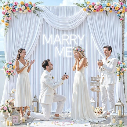 4 Panels White Backdrop Curtains for Wedding Party Wrinkle Free Backdrops Curtain Drapes Fabric Decorations Photo Back Drop Cloth for Baby Shower Photography Stage Reception 20ft(W) x 12ft(H)