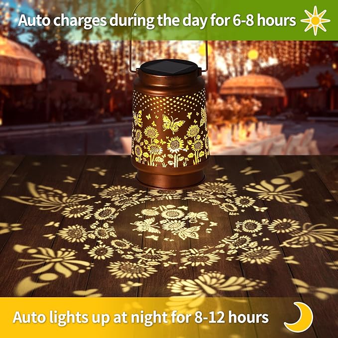 Butterfly Solar Lanterns Outdoor Waterproof,Garden Decor Metal Hanging Decorative Solar Lights,Mothers Day Gifts,Birthday Gifts for Women Mom Grandma,Gardening Gifts for Yard,Patio, Lawn,Tabletop