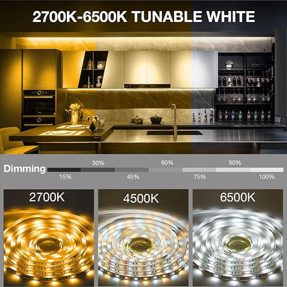 DAYBETTER Under Cabinet Lights, 6 PCS Under Cabinet Lighting with Remote, Dimmable LED Strip Lights for Bedroom, LED Lights for Kitchen Cabinet, Counter Shelf 2700K-6500K Warm to Daylight White, 9.8ft