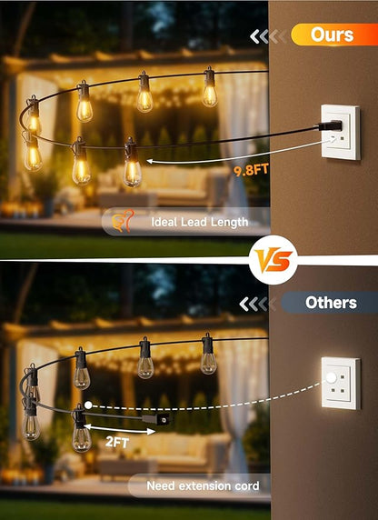 Minetom 80FT Outdoor String LED Patio Lights Waterproof, 24 Shatterproof S14 Vintage Edison Bulbs,Commercial Grade Outside Hanging Lights Waterproof for Porch Deck Garden Backyard Balcony Cafe Bistro