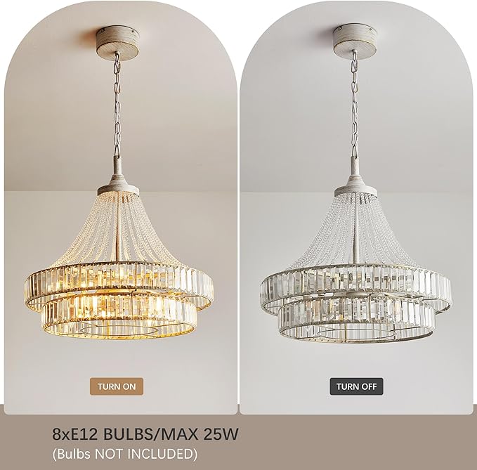 24" Modern Crystal Caged Fandelier, Smart Chandelier Fan with Remote and APP Control, Double Layer Ceiling Fan with Light for Dining Living Room Bedroom, Italian Design-White Gold
