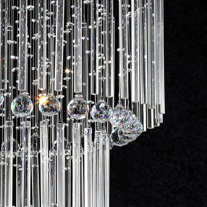 Flashing God D40 x H110 Gold Raindrop Crystal Chandelier LED Dimmable Contemporary Chandelier Large Pendant Light for Entryway Stairway Foyer