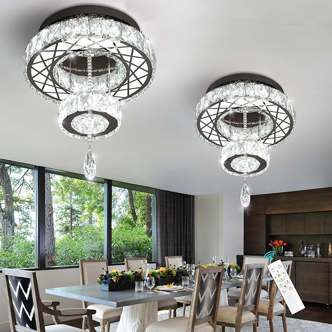 HAIXIANG Chandelier Bedroom LED Light Modern Hallway Ceiling Lighting Fixtures for Kitchen Dining Room Kitchen Remote Dimmable Black Lights