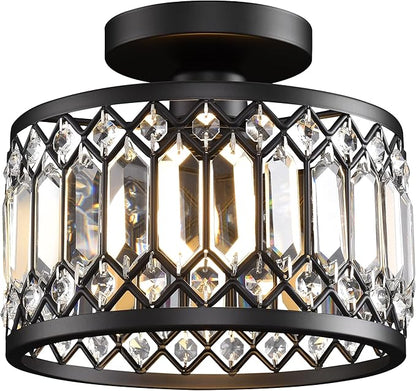 Semi Flush Mount Ceiling Light,Industrial Semi Flush Mount Ceiling Light,Industrial Black Light Fixtures Ceiling Mount, Chandelier Kitchen Lighting Black Flush Mount Light,Vintage Light Fixture