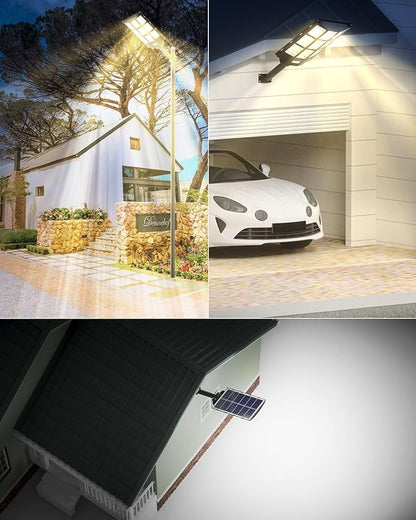 Ofuray Solar Street Lights Outdoor,Solar Security Flood Lights Parking Lot Lights Commercial Dusk to Dawn, 6500k Waterproof Led with Remote Control Motion for Street,Court,Barn (Of-7200W 600000Lm)