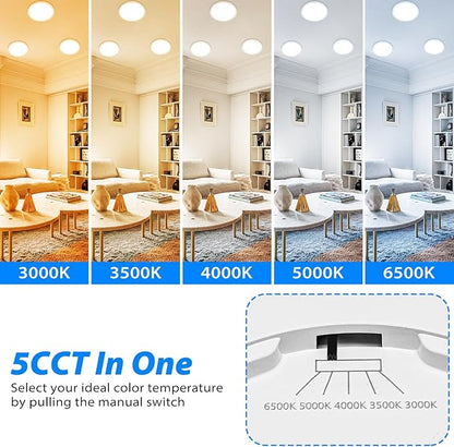 Peasur 7 inch LED Ceiling Light, 3000K/3500K/4000K/5000K/6500K Adjustable Flush Mount Light Fixture,1500LM 15W Thin White Round Lamp for Hallway Kitchen Bathroom Bedroom, 6Pack