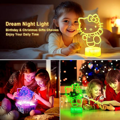 KIEAL 16 Colors Cartoon Night Light, Anime Character Change Decor Lamp with Remote, Dim, Timer, Fans Kids Gifts for Christmas Birthday Boys Girls