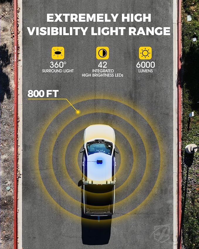 Xprite Blue Rooftop Emergency Strobe Light Bar, Beacon Safety Flashing Police Lights w/Control Panel Magnetic Base for Police Law Enforcement POV Vehicles Trucks