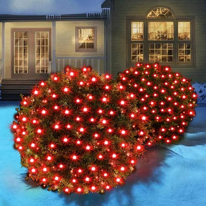 Led Christmas Net Lights for Bushes, 132LED 6FT x 6FT Connectable UL Certified Net Lights for Bushes Tree Shrubs Xmas Trunk Green Wire Christmas Decorations