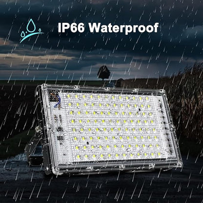 LED Flood Lights, 4 Pack 100W Outdoor Floodlights with Plug, 10000 Lumens 6500K Super Bright Plug in Flood Light, IP66 Waterproof Exterior Security Lights for Garden, Yard, Garage, Porch, Playground