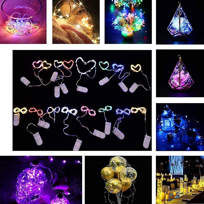VOOKRY 8 Pack 30 LED Fairy Lights Battery Operated-10 ft Mini Copper Wire String Lights Firefly Starry Moon Lights for DIY Crafts Wedding Party Table Centerpieces Bedroom Costume Christmas(Multicolor)