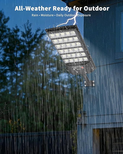 Ofuray Solar Lights Outdoor Waterproof, 3000K/4000K/6500K Dusk to Dawn Solar Security Light with Motion Sensor & Remote Control, IP66 Waterproof High Power LED Lighting for Wall,Yard,Outside Tri-4P