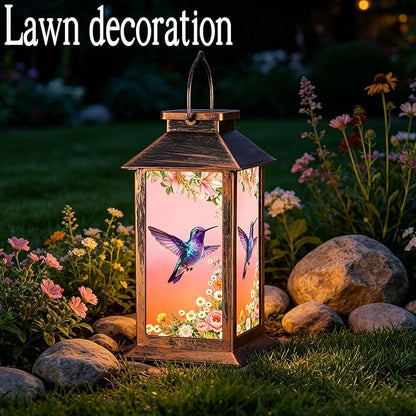 Hummingbird Garden Deco Solar Lanterns Outdoor Waterproof,Metal Hanging Decorative Solar Lights,Mothers Day Gifts,Birthday Gifts for Women Mom Grandma,Gardening Gifts for Yard,Patio, Lawn,Tabletop