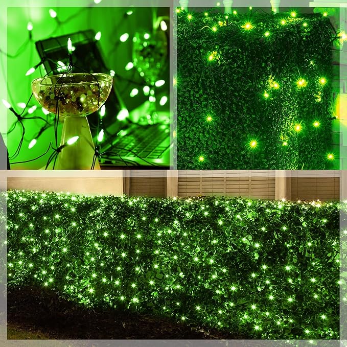 Neoclassy 120Led Christmas Net Lights Outdoor 5ft x 6ft Connectable, 8 Modes Waterproof Black Wire 29V Plug in Mesh Net Christmas Lights for Garden, Yard, Bushes, Trunk, Xmas Tree Decor (Green)