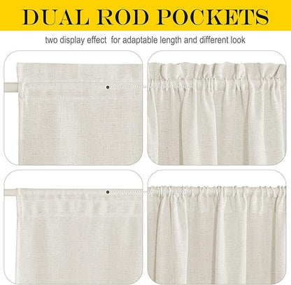 NICETOWN Semi Sheer Door Curtain - Linen Blend Privacy French Door Curtain for Kitchen Rod Pocket Window Treatment Cover Farmhouse Decor for, 52" Wide x 40" Long, 1 Panel, Linen
