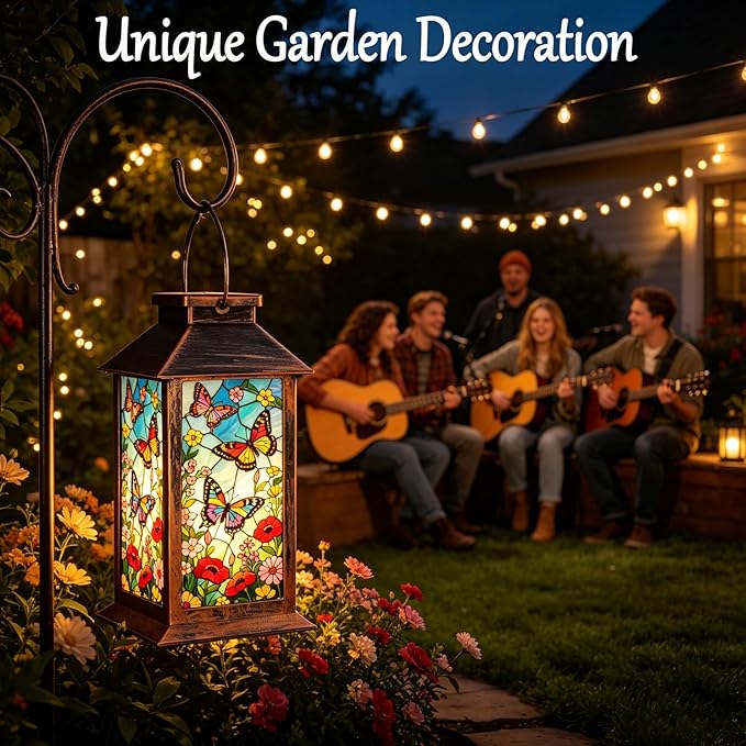 Butterfly Solar Lanterns Outdoor Waterproof Garden Decor,Hanging Solar Lights Bird Decorative,Mothers Day Gifts for Women Mom Birthday Gifts Ideas for Yard Patio Lawn Tabletop Landscape Walkway