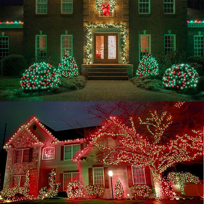 LAMPHOME Red Green White Christmas Mini Lights, 32.5FT 100 LED Clear Bulbs String Lights with 16 Light Modes, Fairy Lights Plug in for Outdoor Xmas Trees Garland Wreath Holiday Decorations