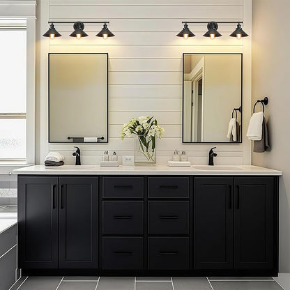 32" Upgrade Black Bathroom Light Fixture, 3-Light Vanity Lights for Bathroom Light Fixtures Rustic Matte Black Farmhouse Vanity Light, Industrial Modern Vanity lighting fixtures over Mirror Sconce