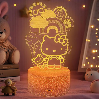 Kitty Night Light for Kids, Kitty Lamp Girl Cute Led Cat Night Light 16 Colors Dimmable Kitty Decor Lamp with Remote & Luminous Base, Bedroom Decoratio Gifts for Christmas Birthday Girls