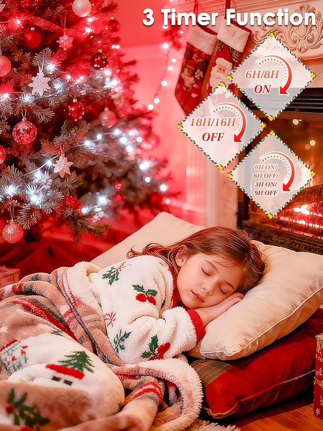 2026 New Voice Control Connectable 2PK 164FT 400LED Christmas String Lights Indoor Outdoor with Remote | Smart Twinkle Fairy String Lights 12 Modes & Timer for Xmas Tree Decor (Red & White)