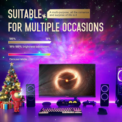 Christmas Light Projector Indoor - Red Astronaut Galaxy Projector, Festive Holiday Decor, Romantic Lights for Bedroom, Unique Christmas Gift with Remote & Timer