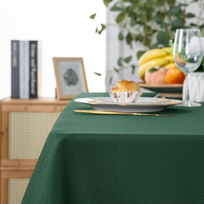 Hiasan 60 X 102 Inch Rectangle Textured Tablecloth - Waterproof Spillproof Antiwrinkle Jacquard Table Cloth for Kitchen and Dining Dinner, Outdoor Picnic, Holiday and Parties, Hunter Green