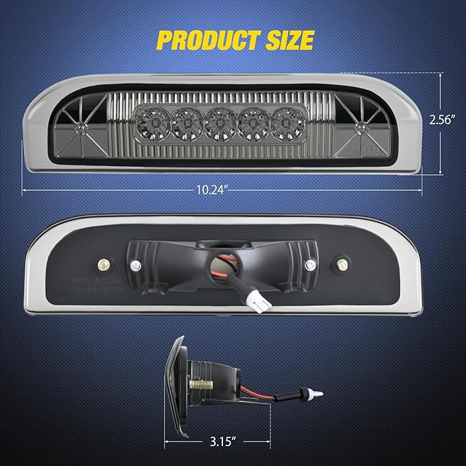 Nilight Third Brake Light Tail High Mount 3rd Stop Lights Smoked Lens Compatible with Nissan Cube 2009 2010 2011 2012 2013 2014 Van SUV Rear Center Cab Lamp