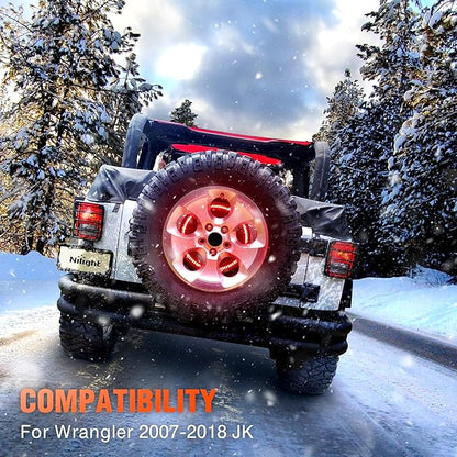 Nilight Spare Tire Brake Light Wheel Light 3rd Third Brake Light Rear lights for Wrangler 2007-2018 JK JKU YJ TJ Red Light
