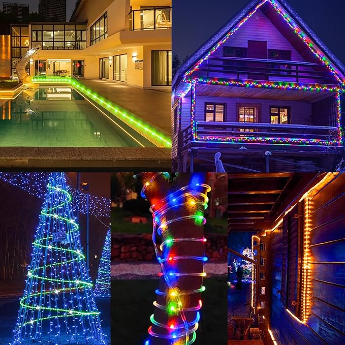 16FT 50 LED Solar Rope Lights, 18 Colors with Timer, 5 Modes, Waterproof Plug-in Remote Control Camping String Lights for Outside, Camping, Classroom, Party, Festival Decoration Solar Lights Outdoor