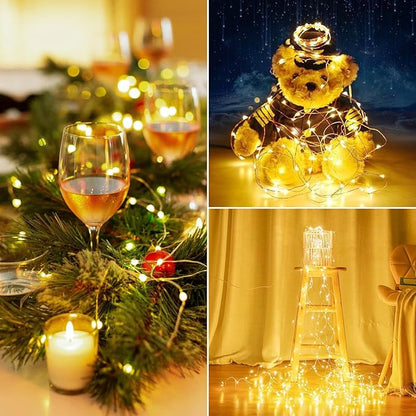 8 Pack Total 160FT 480LED Fairy Lights Battery Operated with Rmote, Waterproof Twinkle Lights with Timer Indoor Outdoor, Cuttable String Light for Bedroom, Classroom, Wedding, DIY, Christmas Decor