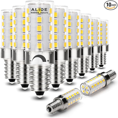 ALIDE E12 4000K Dimmable LED Light Bulb 5W,Replace 40W E12 Halogen Equivalent,T6 Base 120V E12 C7 LED Candelabra Bulbs Natural White for Pendant Chandelier Lighting,450lm,10Pack