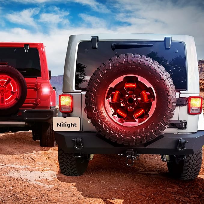 Nilight Spare Tire Brake Light Wheel Light 3rd Third Brake Light for 2018 2019 2020 2021 2022 2023 2024 2025 Jeep Wrangler JK JKU JL JLU