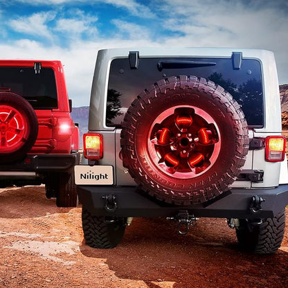 Nilight Spare Tire Brake Light Wheel Light 3rd Third Brake Light for 2018 2019 2020 2021 2022 2023 2024 2025 Jeep Wrangler JK JKU JL JLU
