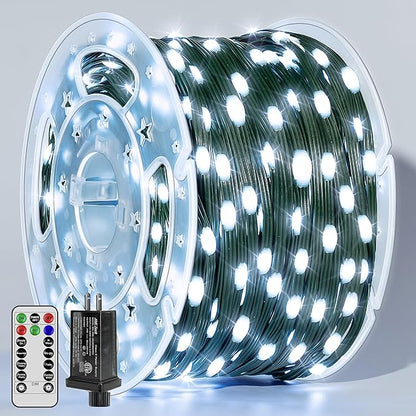 BrightChristmas Christmas Lights 1200 LED 394 FT, Waterproof Outdoor String Lights with Remote and Timer, Christmas Tree Lights with 8 Modes Dimmable, Fairy Lights for Holiday Decor (Cool White)