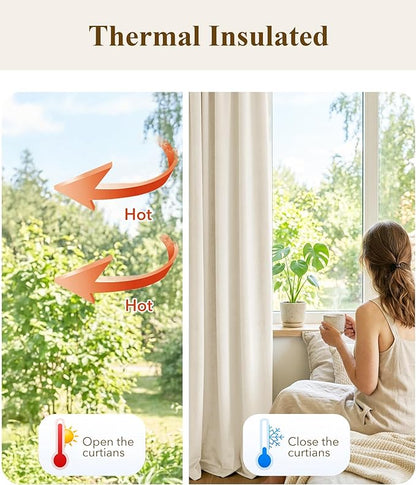 StangH Ivory White Curtains 102 inches Long Super Soft Velvet Light Dimming Privacy Protect Window Drapes for Nursery Kids Bedroom/Baby Playroom, W52 x L102, 2 Panels