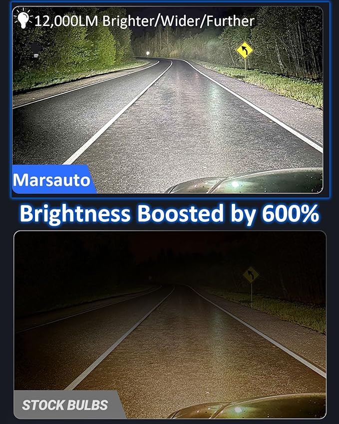 Marsauto 5201 5202 LED Fog Light Bulbs, 12,000LM PS24W LED Fog Light Bulbs, 360° Illumination 6500K Strong Penetration, 1:1 Mini Size Upgraded 60 Pcs Chips 5202 Fog Light Bulb, Accessory Light Kits