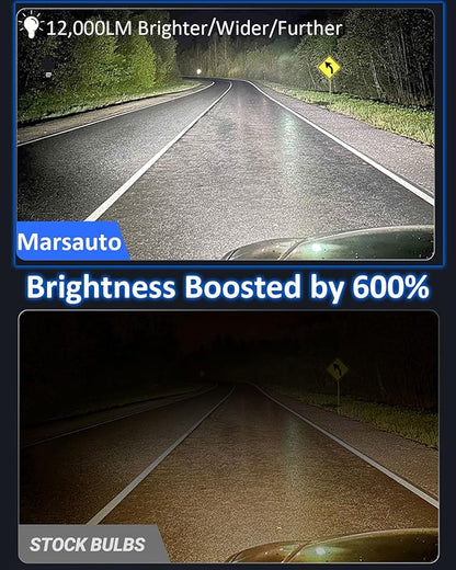 Marsauto 5201 5202 LED Fog Light Bulbs, 12,000LM PS24W LED Fog Light Bulbs, 360° Illumination 6500K Strong Penetration, 1:1 Mini Size Upgraded 60 Pcs Chips 5202 Fog Light Bulb, Accessory Light Kits