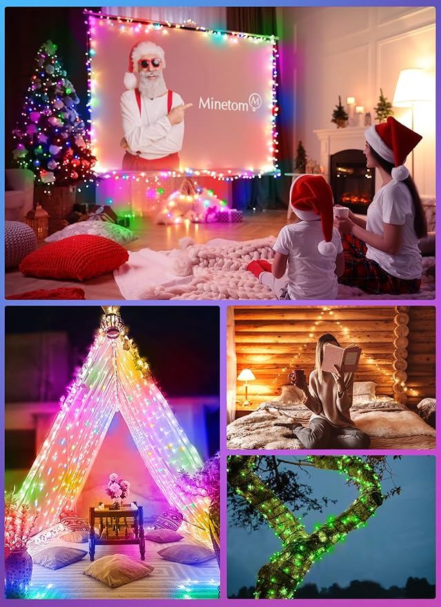 Minetom Fairy Lights Color Changing - 33FT 100 LED String Light with Remote, 16 Single Colors & 6 Holiday Colors,12 Modes, USB Fairy Lights for Bedroom, 4th of July Light for Indoor Classroom