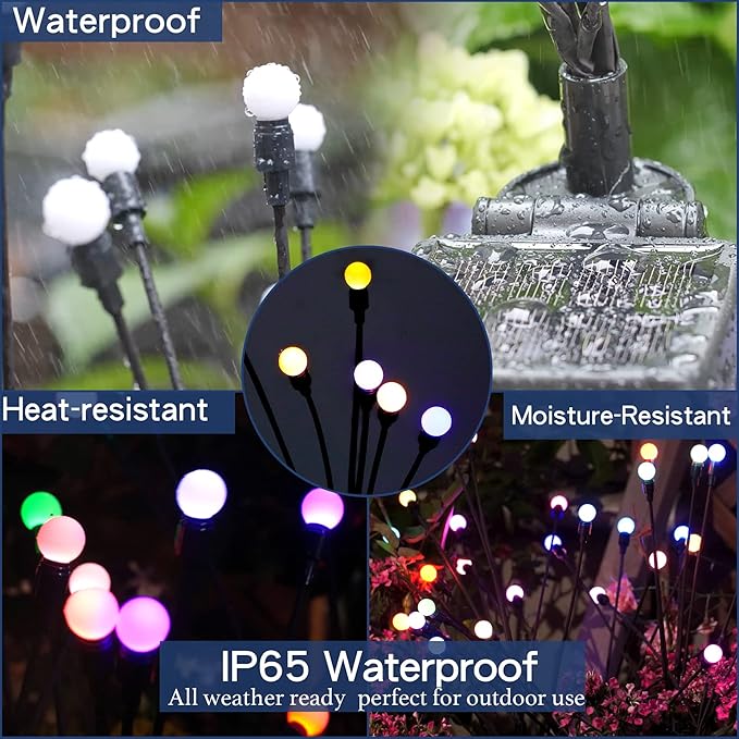 TONULAX Solar Garden Lights, Starburst Swaying Light - Swaying When Wind Blows, Solar Lights Outdoor Decorative, Color Changing RGB Light for Yard Patio Pathway Decoration(6 Pack)